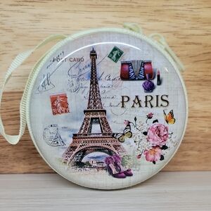Paris Themed Round Trinket Travel Box